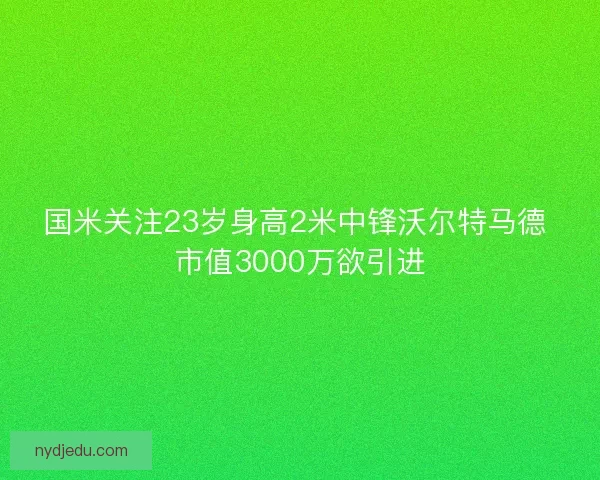 国米关注23岁身高2米中锋沃尔特马德 市值3000万欲引进