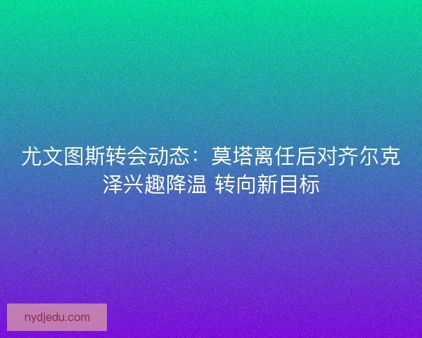 尤文图斯转会动态:莫塔离任后对齐尔克泽兴趣降温 转向新目标 尤文图斯转会动态:莫塔离任后对齐尔克泽兴趣降温 转向新目标