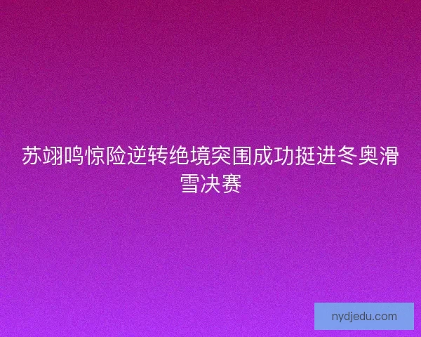 苏翊鸣惊险逆转绝境突围成功挺进冬奥滑雪决赛