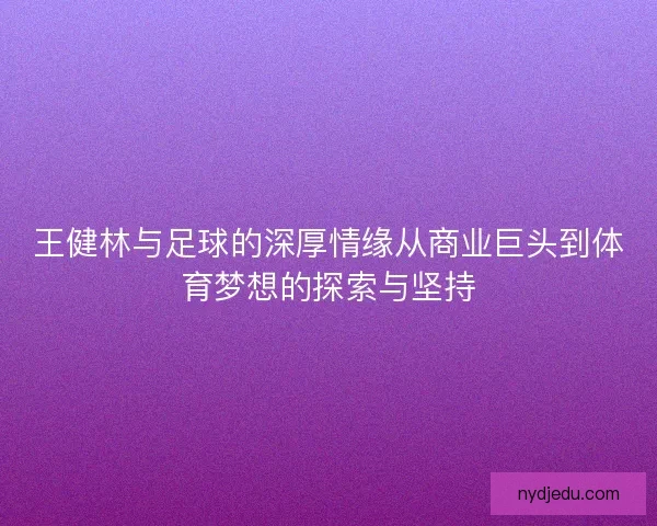 王健林与足球的深厚情缘从商业巨头到体育梦想的探索与坚持