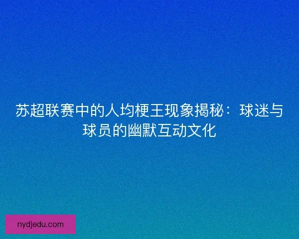 苏超联赛中的人均梗王现象揭秘：球迷与球员的幽默互动文化