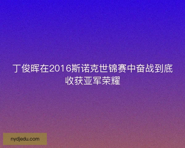丁俊晖在2016斯诺克世锦赛中奋战到底收获亚军荣耀